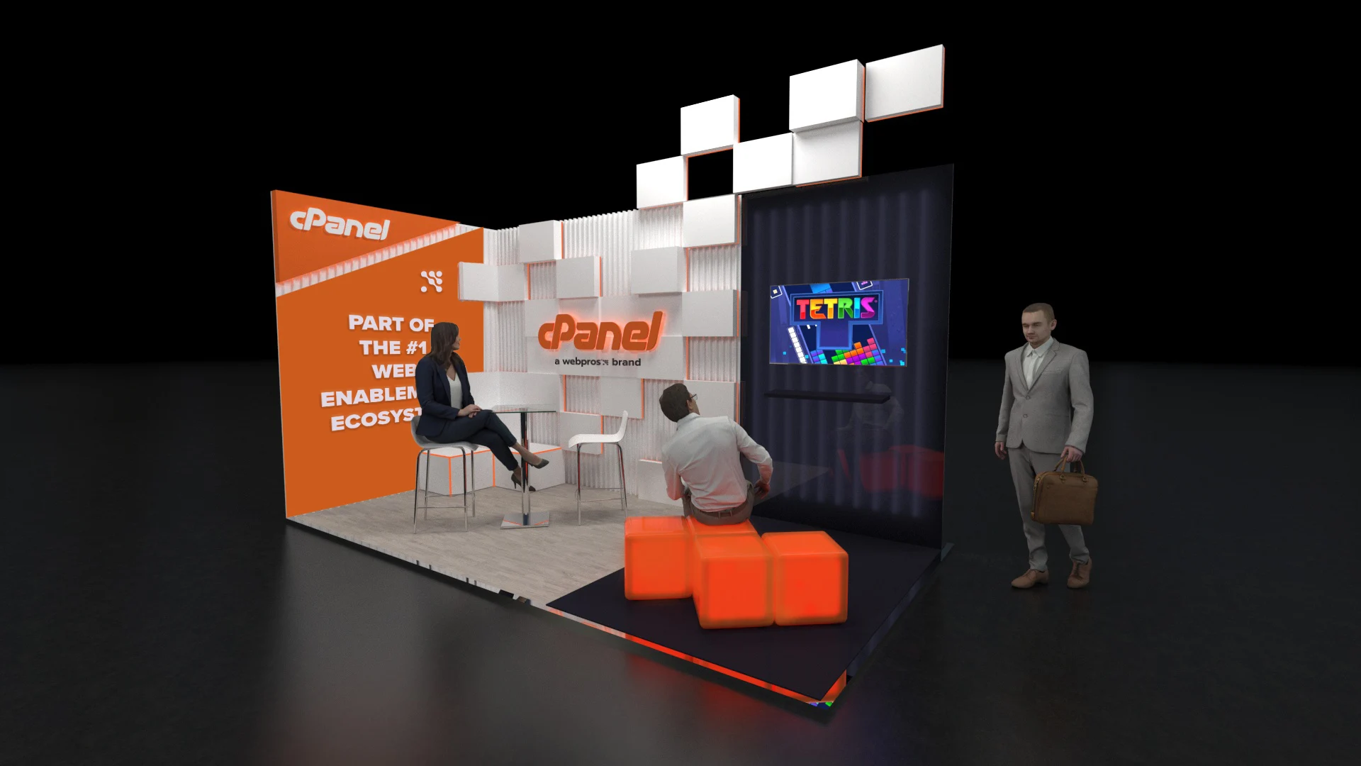 cPanel, a WebPros brand, conference booth experience with Tetris activation